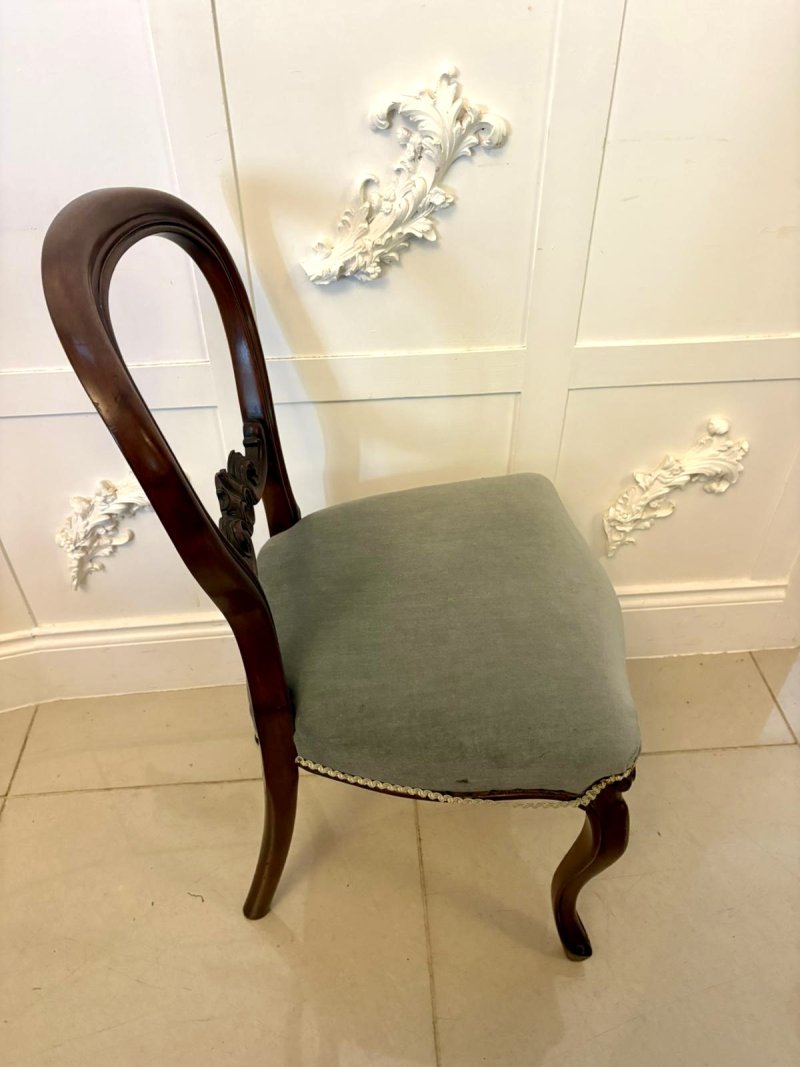 Set of Six Antique Victorian Quality Carved Mahogany Dining Chairs - Image 3